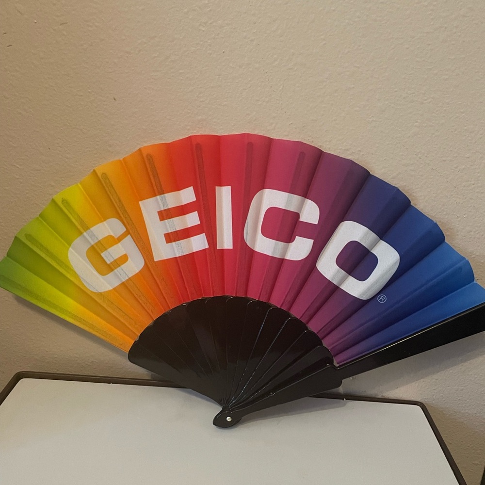 Colorful Geico Collapsible Hand Fan